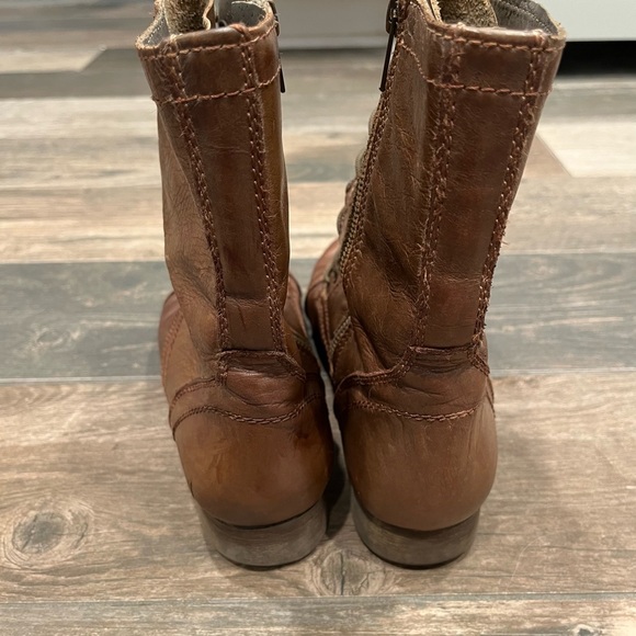 STEVE MADDEN Troopa Lace-up Combat Boots Size 8 M Brown Leather Zip High Ankle - Picture 5 of 6